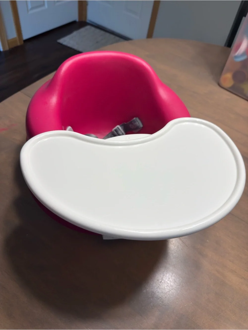 Pink Baby Bumbo Seat with White Tray